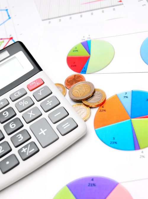 Calculator and coins on graphs. Calculator and coins on graphs.